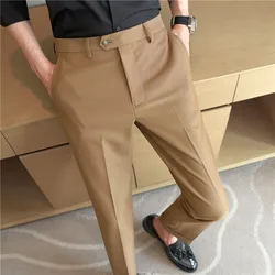 Business Formal Pants Men's Korean Style Solid Slim Office Social Suit Pants Casual Men's High Quality Streetwear Ankle Trousers