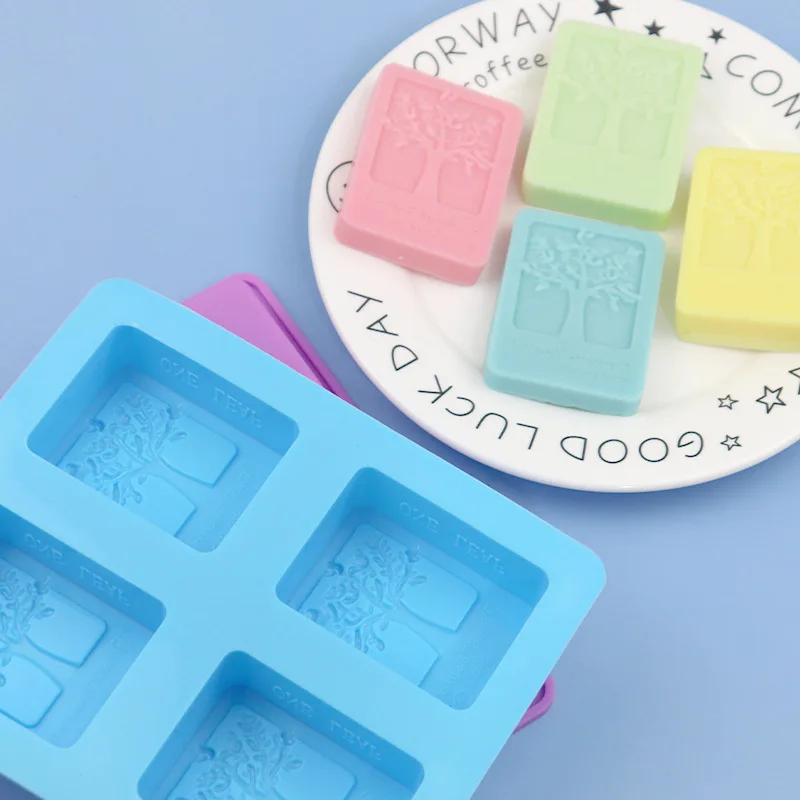 4-even Happiness Tree Silicone Soap Mold Easily Removable Repeated Use High Temperature Resistant Cold Process Mould 107