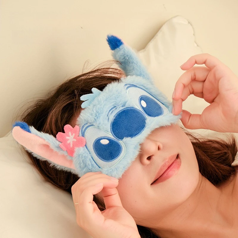 디즈니 스티치 엔젤 플러시 아이 마스크 학생 낮잠 블루 아이 마스크 귀여운 만화 아이 마스크
