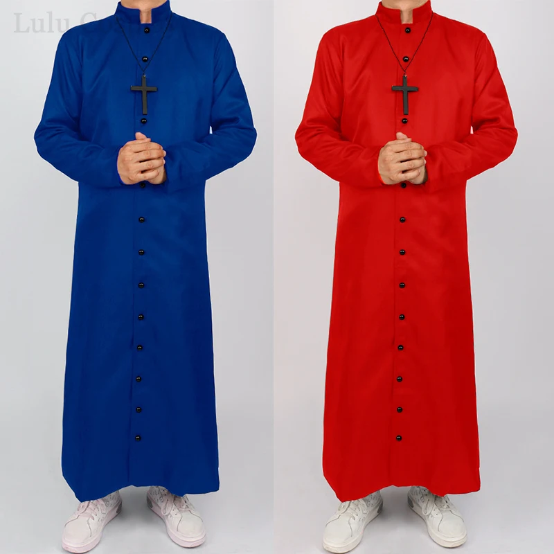 2026 Robe de clergé médiévale pour prêtre, ensemble de soutanes religieuses catholiques romaines rétro, pour pasteur, père, messe, missionnaire