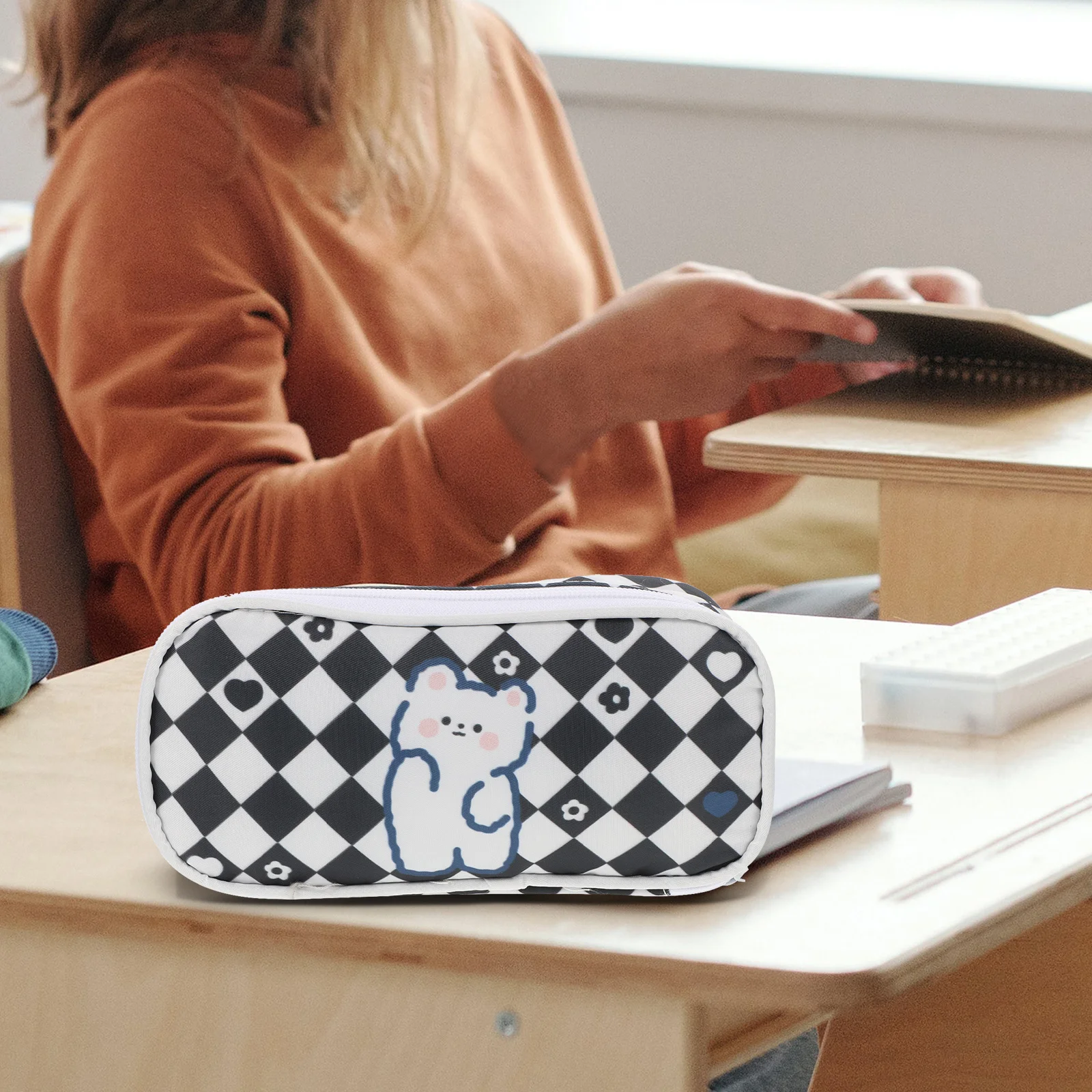 Large Portable Pencil Case Multi-Use Pen Bag School Stationery Organizer Kids Adults Zipper Design Convenient Storage Bag