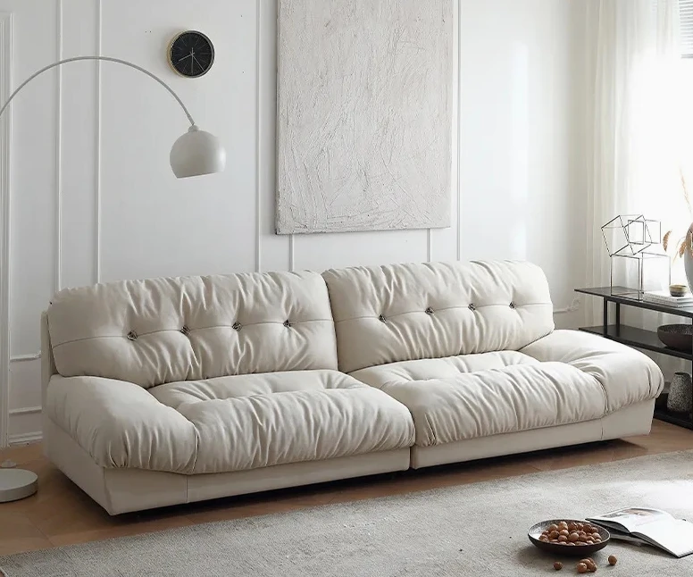 Modern Home Living Room Furniture Chinese Style White Fabric Sectional Sofa with Leather