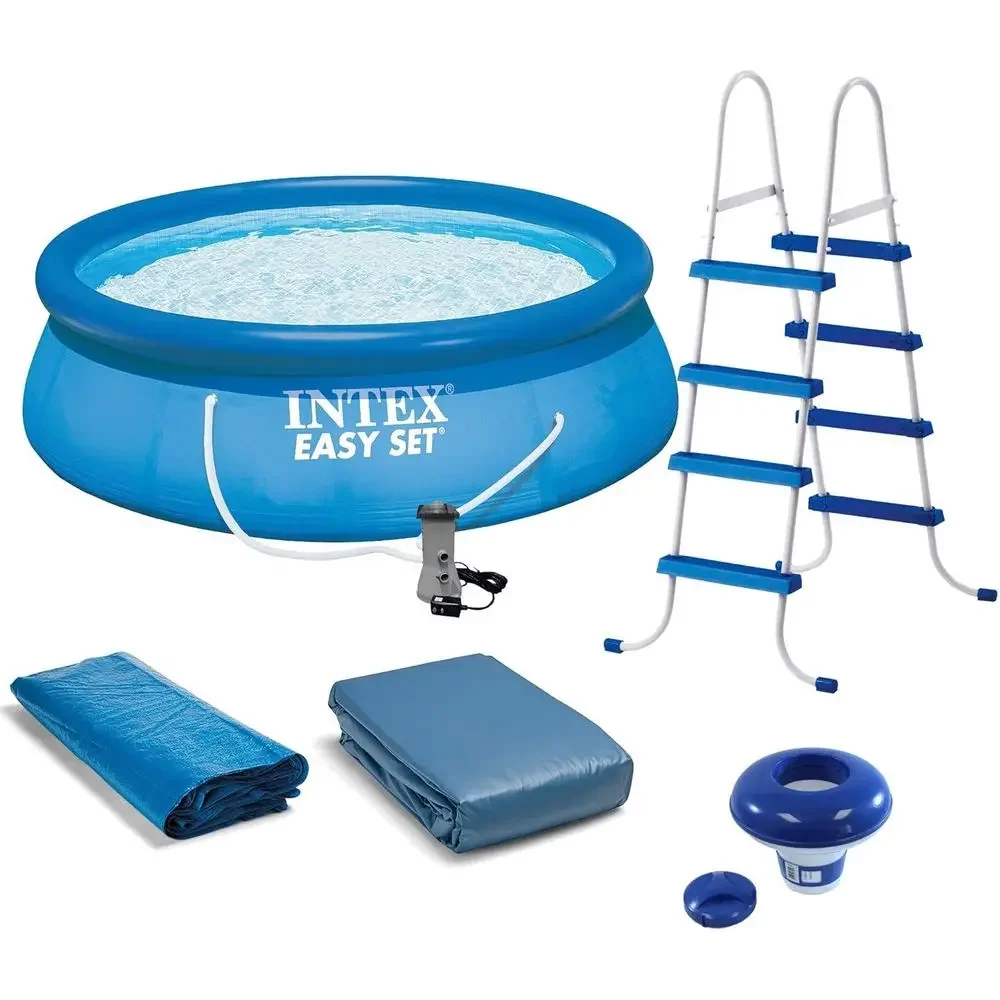 Portable 15ft x 48in Inflatable Swimming Pool with 1000 GPH Filter Pump and Chlorine Dispenser - Quick Setup
