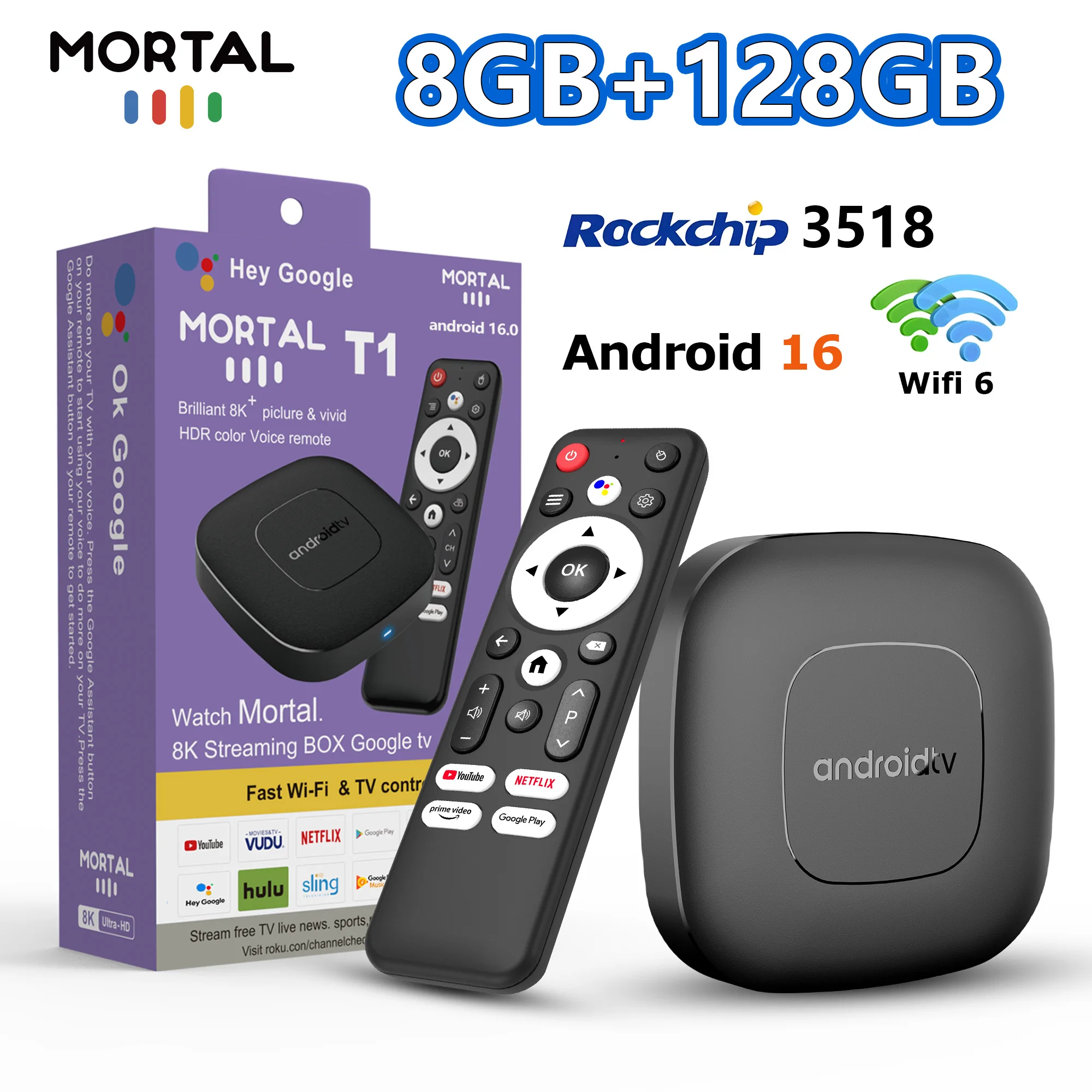2025 mortal T1 Android16 Smart Home cinéma TV Box Rockchip RK3518 prise en charge Bluetooth 5.4 Google Assistant lecteur de Streaming WiFi 6