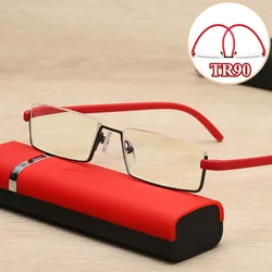 TR90 Reading Glasses Men Women Half Frame Stainless Steel Unisex Anti-blue Light Blocking Presbyopia Eyeglasses Diopter +1.0~4.0