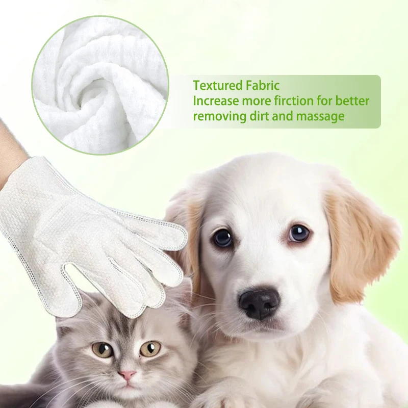 Pet wash free cleaning gloves Pet Grooming Gentle Deodorizing Wipes for Pet Cleaning Fur Ear Eye & Paws Dry Cleaning Wet Wipes