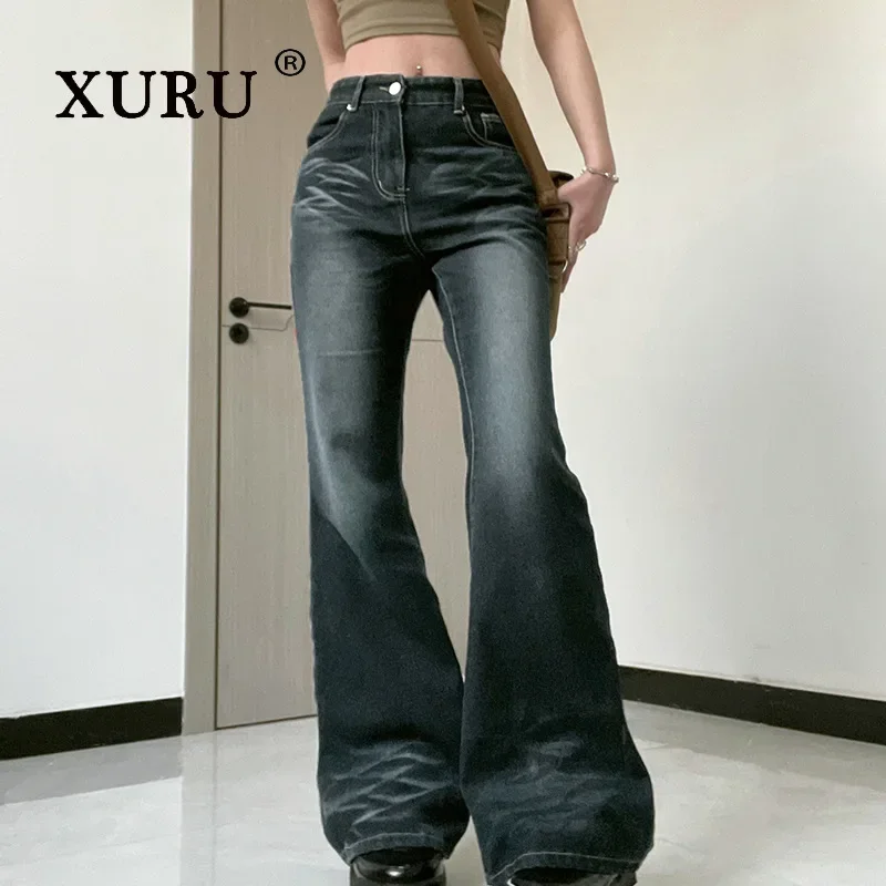 

XURU-Women's Elastic Tight Jeans, Long Pants, High Quality, Slim, Pull, Floor Bottom, European and American, K5-6809