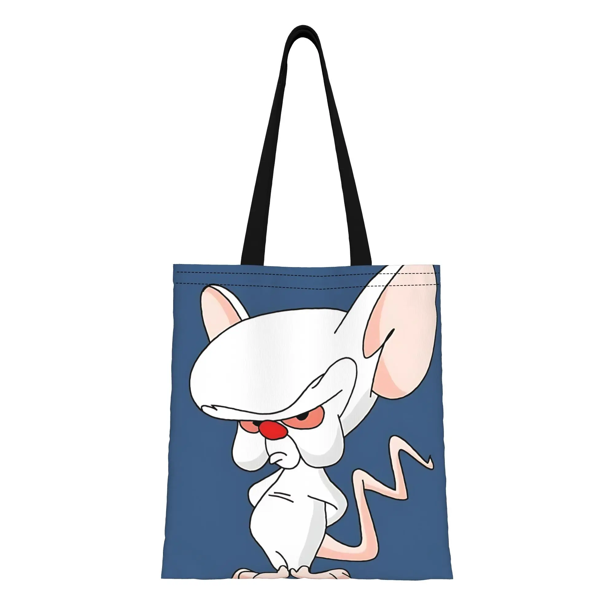 1PC A Mouse Canvas Tote Bag Pinky And The Brain Canvas Tote Bag Perfect for Shopping Grocery Shoulder Handbag