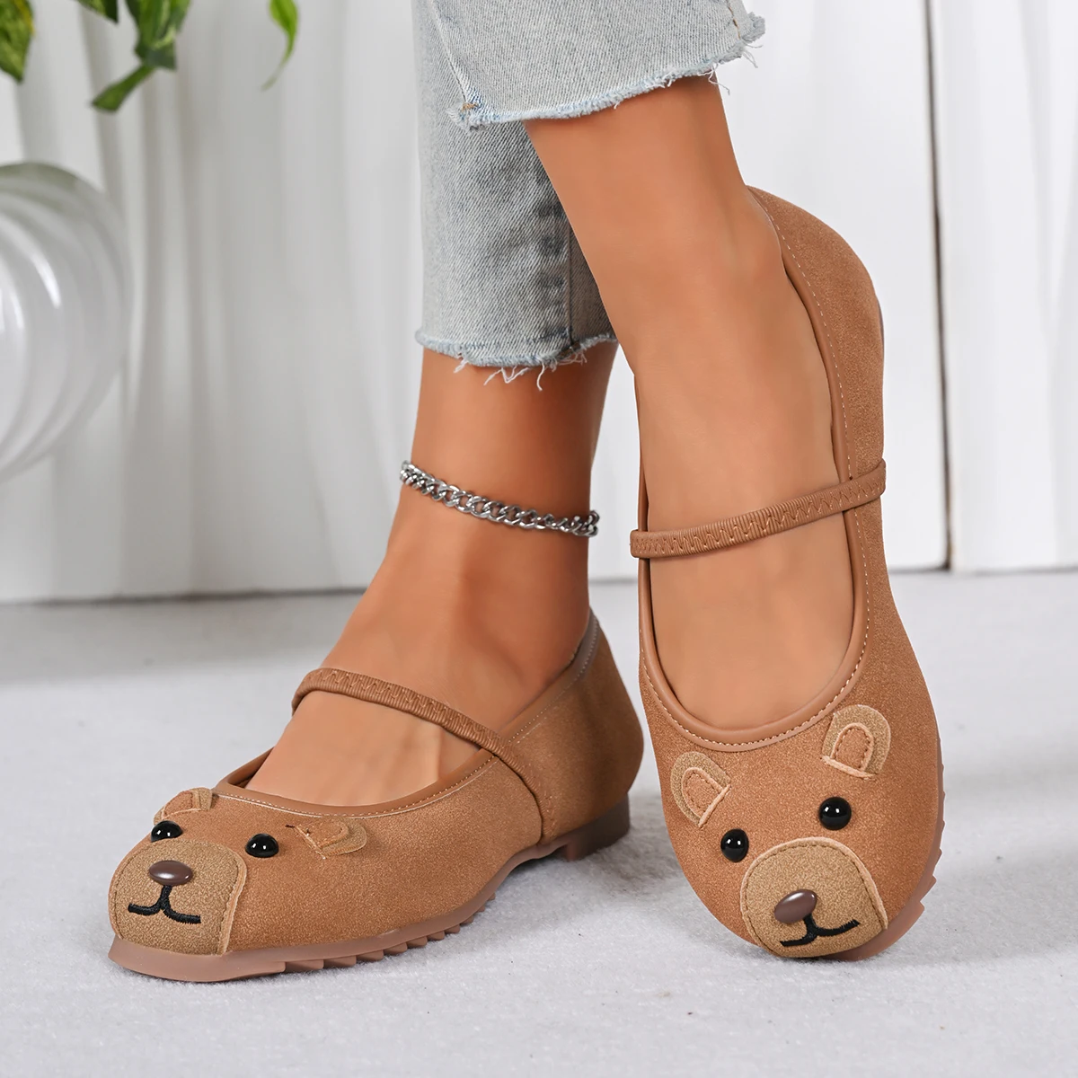 Spring Autumn Cute Little Mouse Single Shoes Soft Bottom Slip-On Driving Women's Loafers Anti-Slip Soft Surface Female Footwear