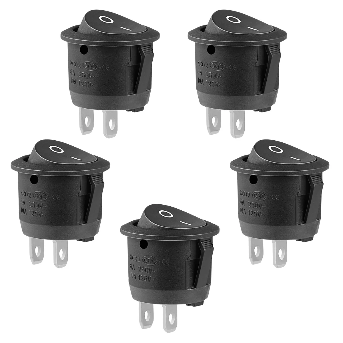 

5pcs 2-Pin Snap-In Round Rocker Switch Latching On/Off For Car Boat 10A/125V 6A/250V Boat Rocker Round Switch Electrical