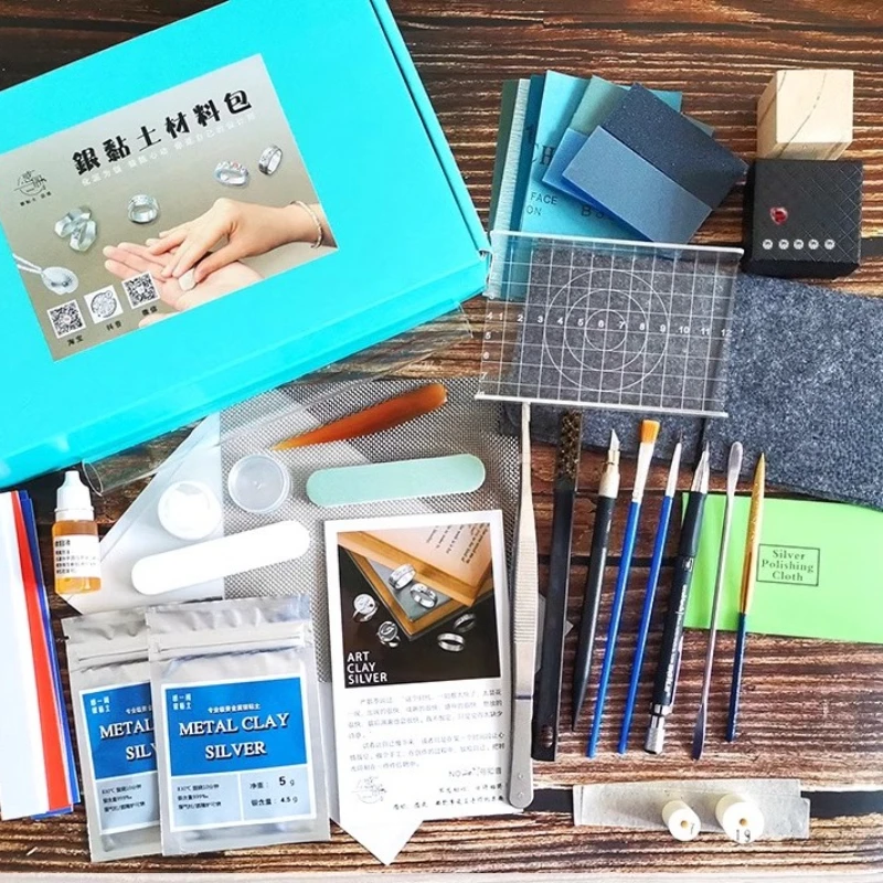 

999 Pure Silver Clay Jewelry Making Material Bag DIY Creative Modeling Couple Rings/necklace Pendant Complete Set of Materials