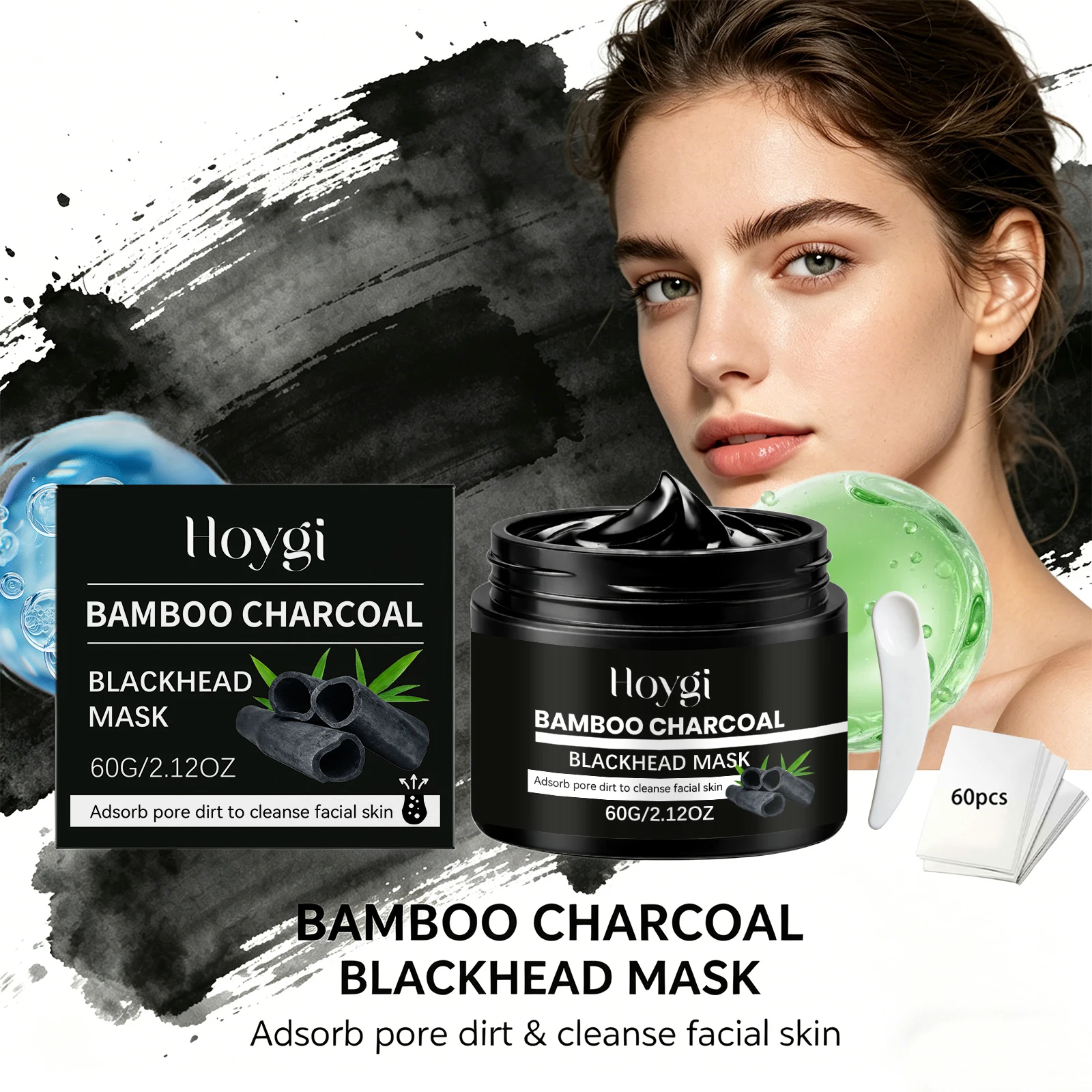 Bamboo Charcoal Blackhead Remover Mask Deep Cleansing Peel off Mask for Nose & Face Gently Removes Blackheads Smooth Skin Care view 5
