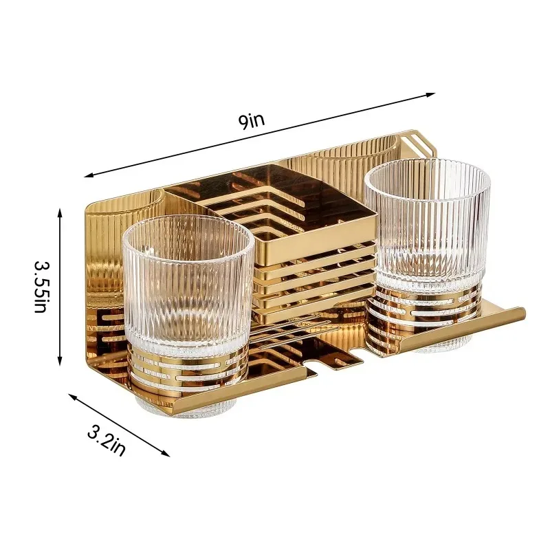 Wholesale Hot Sale High Quality Stainless Steel Wall Hanging Toothbrush Holder with Glass