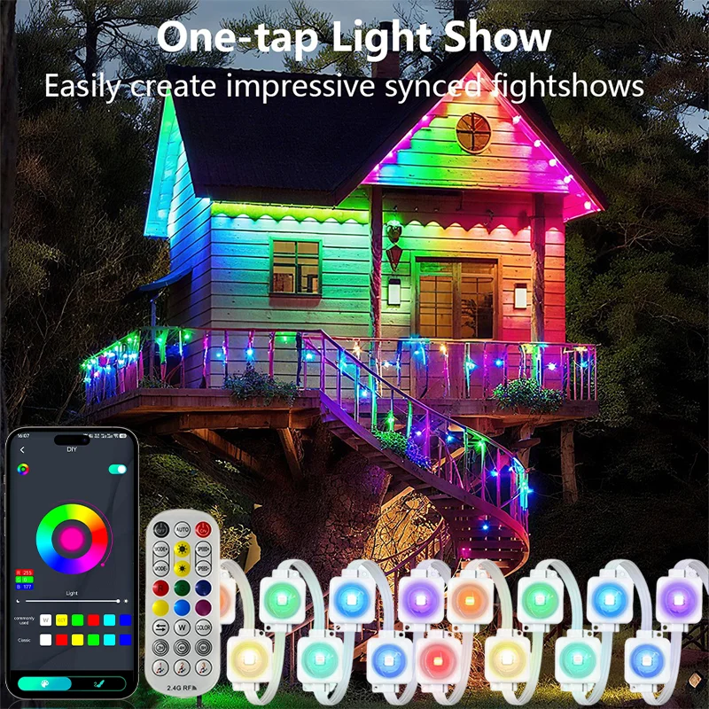 500FT الذكية RGB Eave أضواء App عن بعد IP67 الدائم في الهواء الطلق LED سلسلة أضواء المنزل عيد الميلاد الديكور عيد ميلاد إضاءة ذاتية الصنع #1