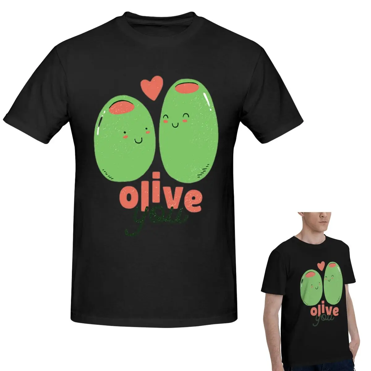 

Футболка из 100% хлопка Olive You-I Love You, мужская модная футболка большого размера, мужские летние рубашки с круглым вырезом, топы, S-6XL
