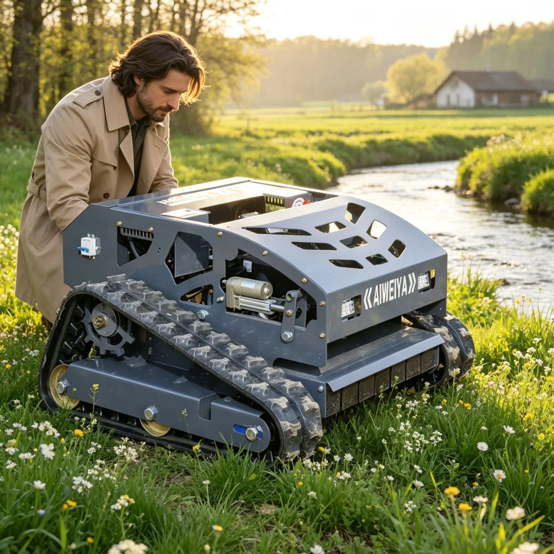 Customized 4‑stroke engine 550H Self propelled remote control Crawler Brush Cutter, Durable Mulching Mower for Rough Terrain