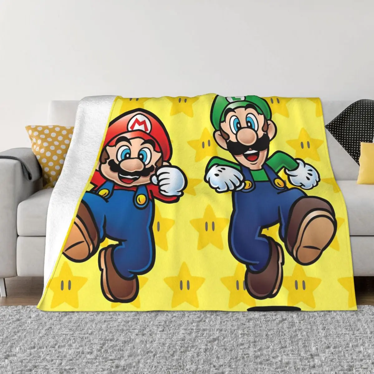 Cartoon M-Marioes-Bros Blankets Flannel Decoration Breathable Lightweight Thin Throw Blanket for Bedding Car Bedspread