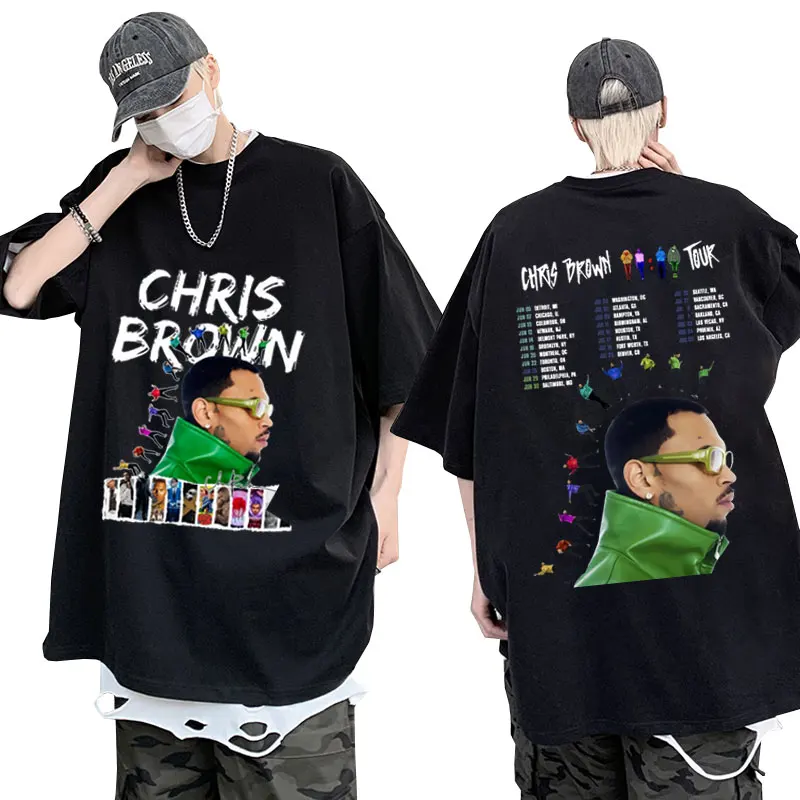 

Rapper Chris Brown 11:11 2024 Tour Album T Shirt Male Hip Hop Oversized T-shirt Short Sleeve Fashion Vintage Harajuku Tee Shirts