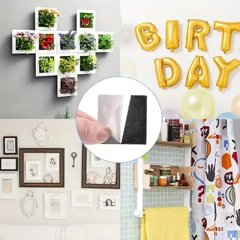 120pcs Super Strong Double-sided Tape Black Self-adhesive Double-layer Foam Rectangular Square Round For Wall Floor Door