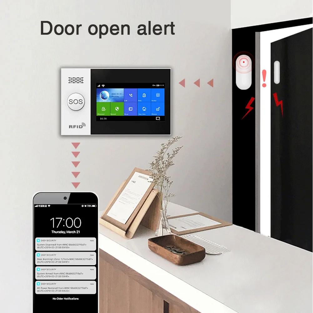 Sistema de alarma antirrobo para el hogar, cámara IP con Sensor de movimiento PIR, Kit de alarma de seguridad con Control por aplicación, WIFI, GSM,