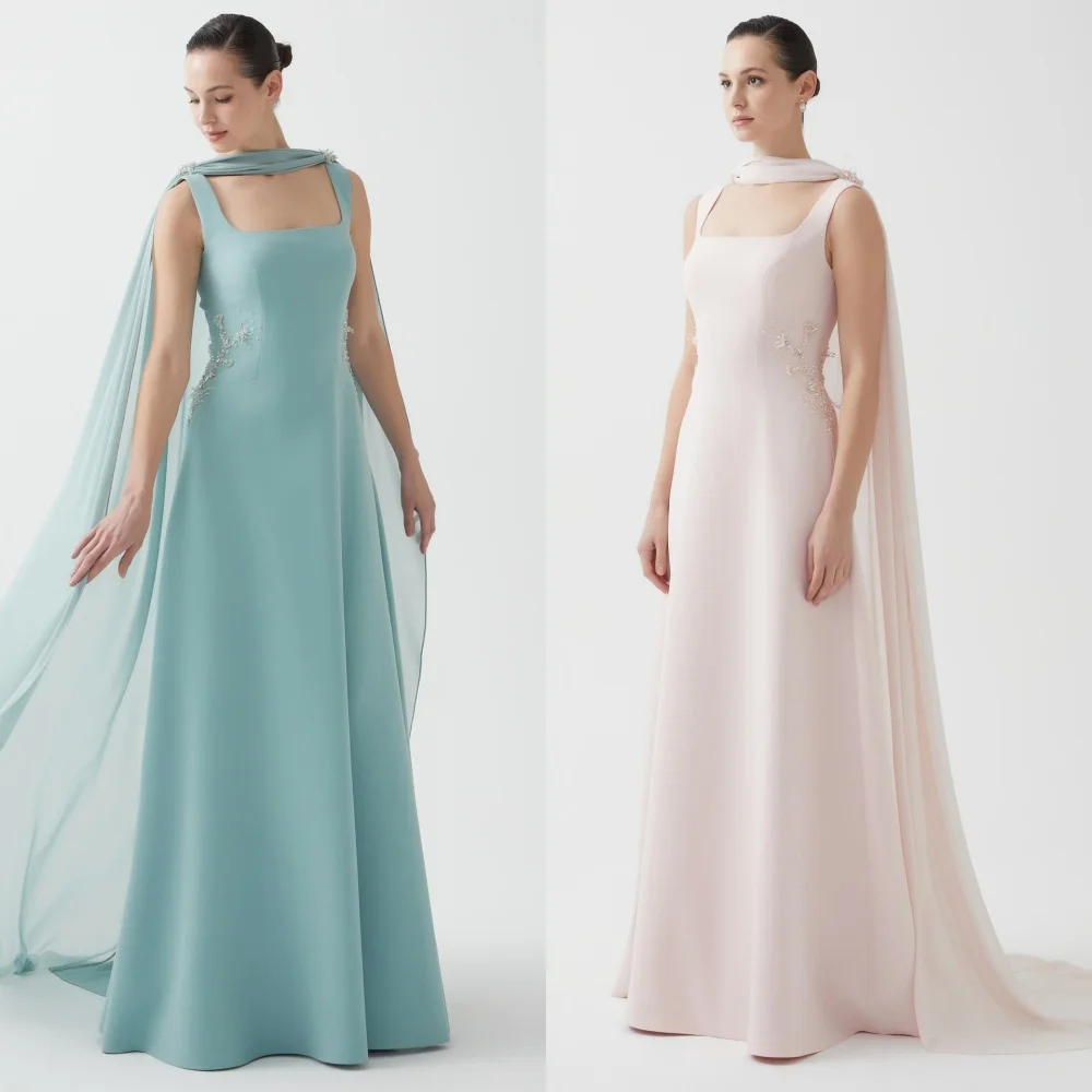 

Customized Sparkle Jersey Pleat A-line Square Neck Midi Dresses Bespoke Occasion Exquisite Chinese Style