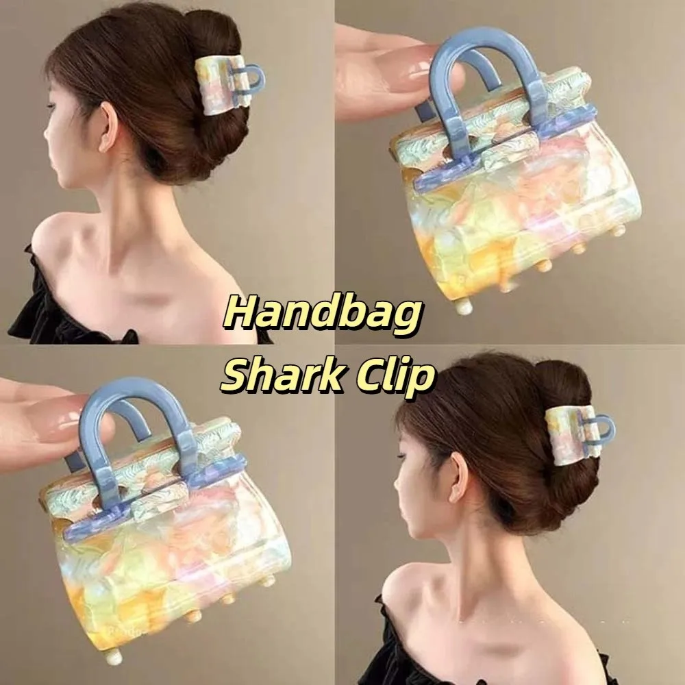 

Fashion Elegant Handbag Shaped Shark Clip Korean Style Creative Square Hair Claw Headwear Acrylic Shark Clip Women