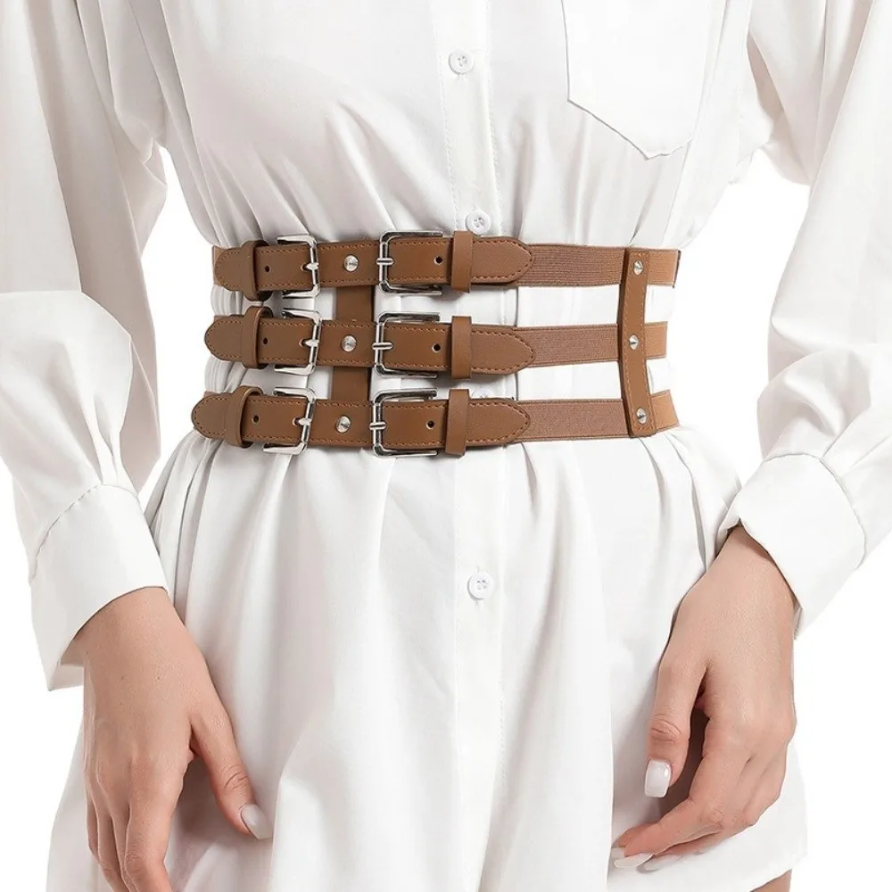 cinto-de-cintura-feminino-estilo-punk-com-fivela-de-tres-fileiras-largo-versatil-elastico-e-ajuste-fino