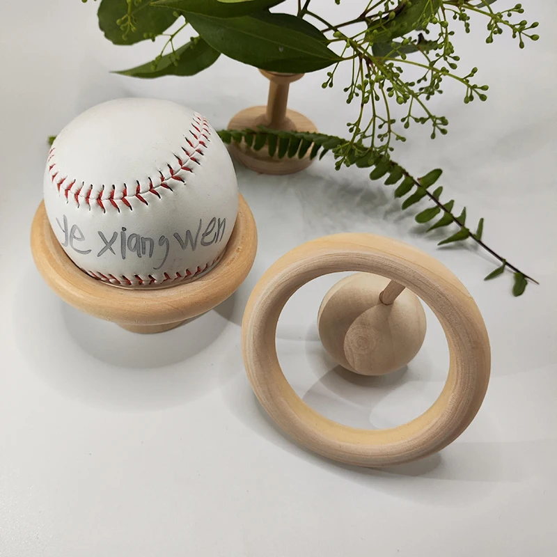 

2Pcs Wooden Baseball Holder Mini Baseball Bat Display Stand Golf Tennis Ball Support Bracket Softball Baseball Accessories