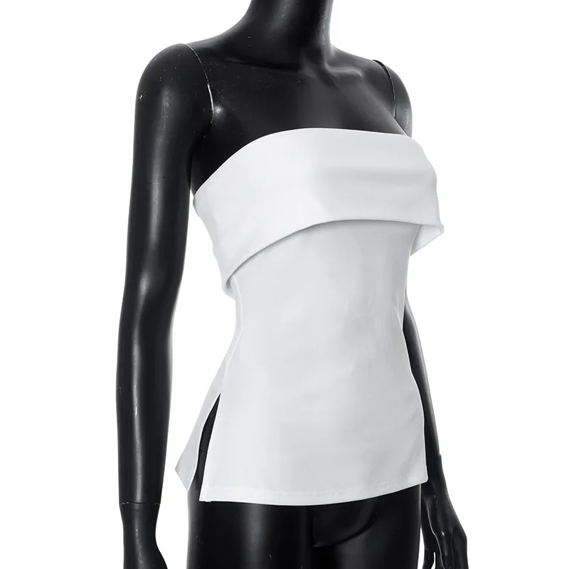 

Solid Tube Tops For Women Strapless Bra Turndown Slash Neck Lenceria Femenina Backless Bralette Femme Split Bandeau Top Sexy