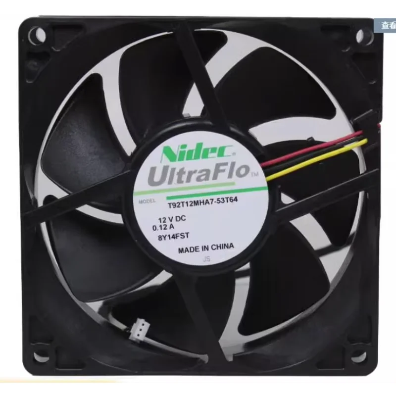 

Nidec T92T12MHA7-53T64 DC 12 В 0,12 А 90x90x25 мм 3-проводной охлаждающий вентилятор для сервера