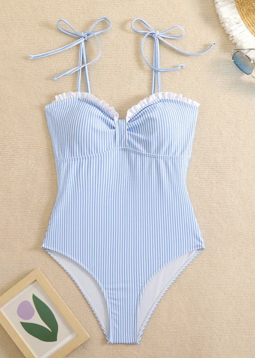مثير مخطط مزركش Strappy النساء ملابس السباحة قطعة واحدة ملابس السباحة الإناث Monokini مبطن الاستحمام ثوب السباحة ملابس رياضية