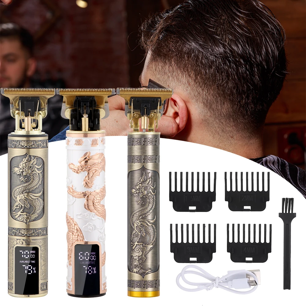 Cổ điển T9 không dây 0mm cắt tóc chuyên nghiệp tông đơ điện cho nam giới Clipper Máy cắt tóc