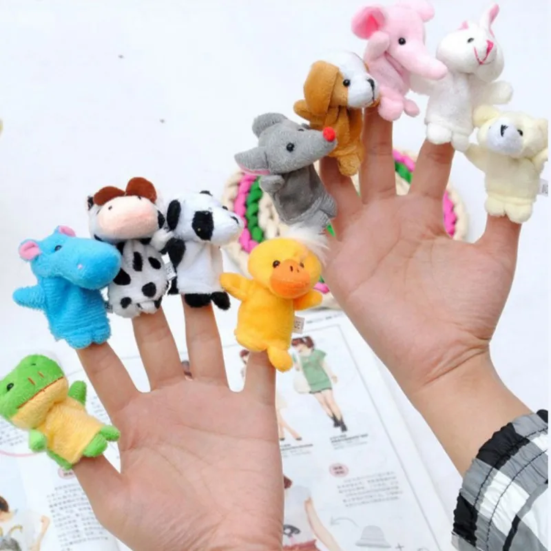 10Pcs Velvet Cute Animal Finger Puppets Panda Rabbit Elephant Party Favors Gift