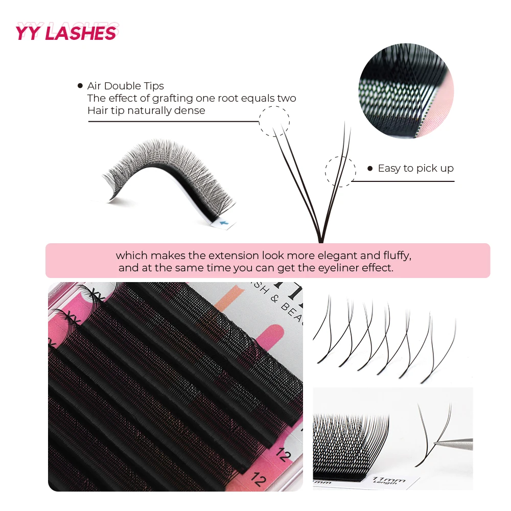 LASHINE YY-Form Wimpern Vorgefertigte Volumen-Wimpern Fuchsaugen-Wimpern Faux-Mink-Wimpern Natürlich Weich – Detail 1