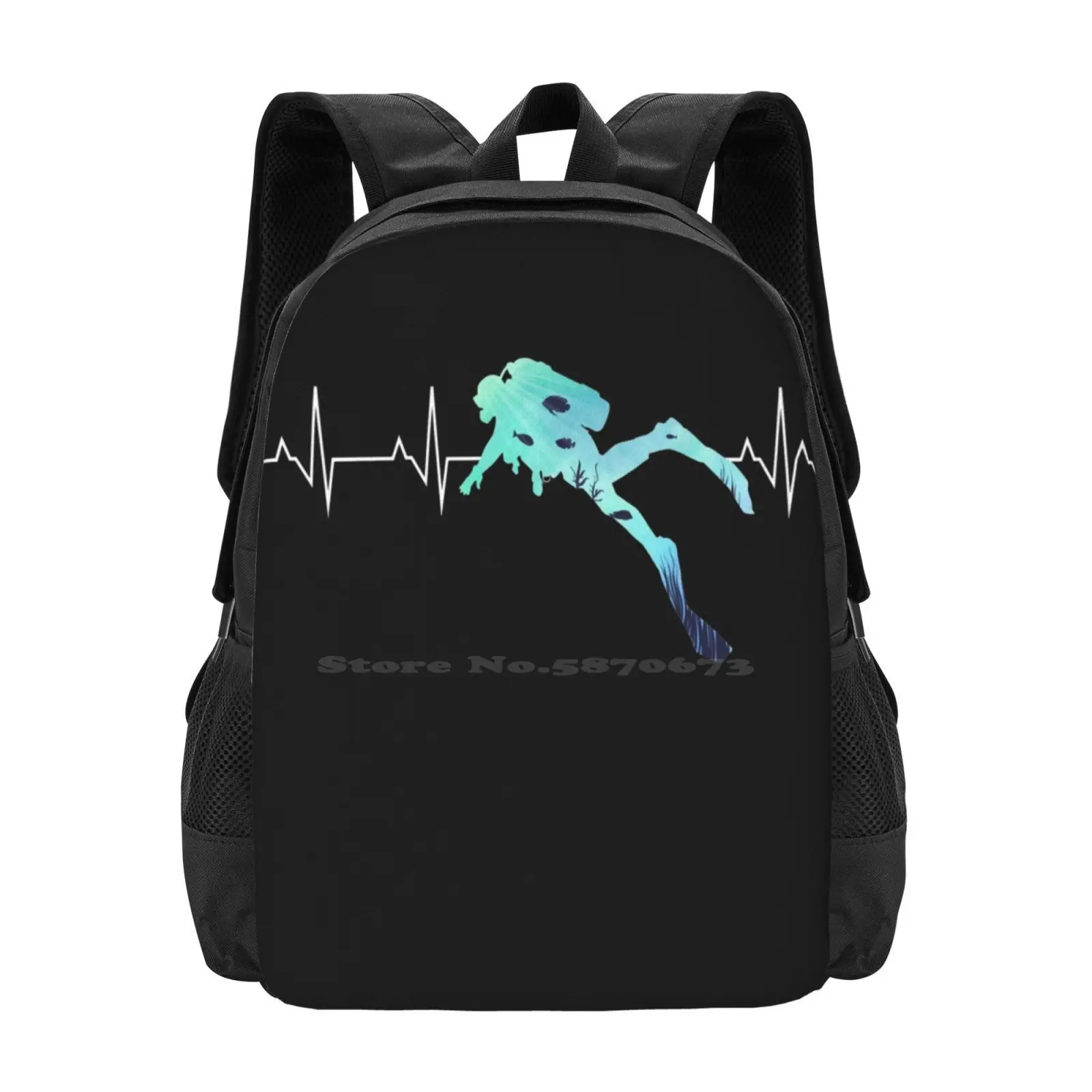 Scuba Heart Beat-Best Gift For Diver New Arrivals Unisex Bags Student Bag Backpack Scuba Heart Beat Lovers Scuba Saying Scuba