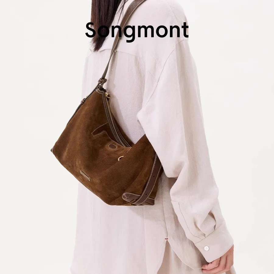 

Songmont Tracing Light Journey Hobo — женская замшевая сумка через плечо, пригородная сумка с напуском