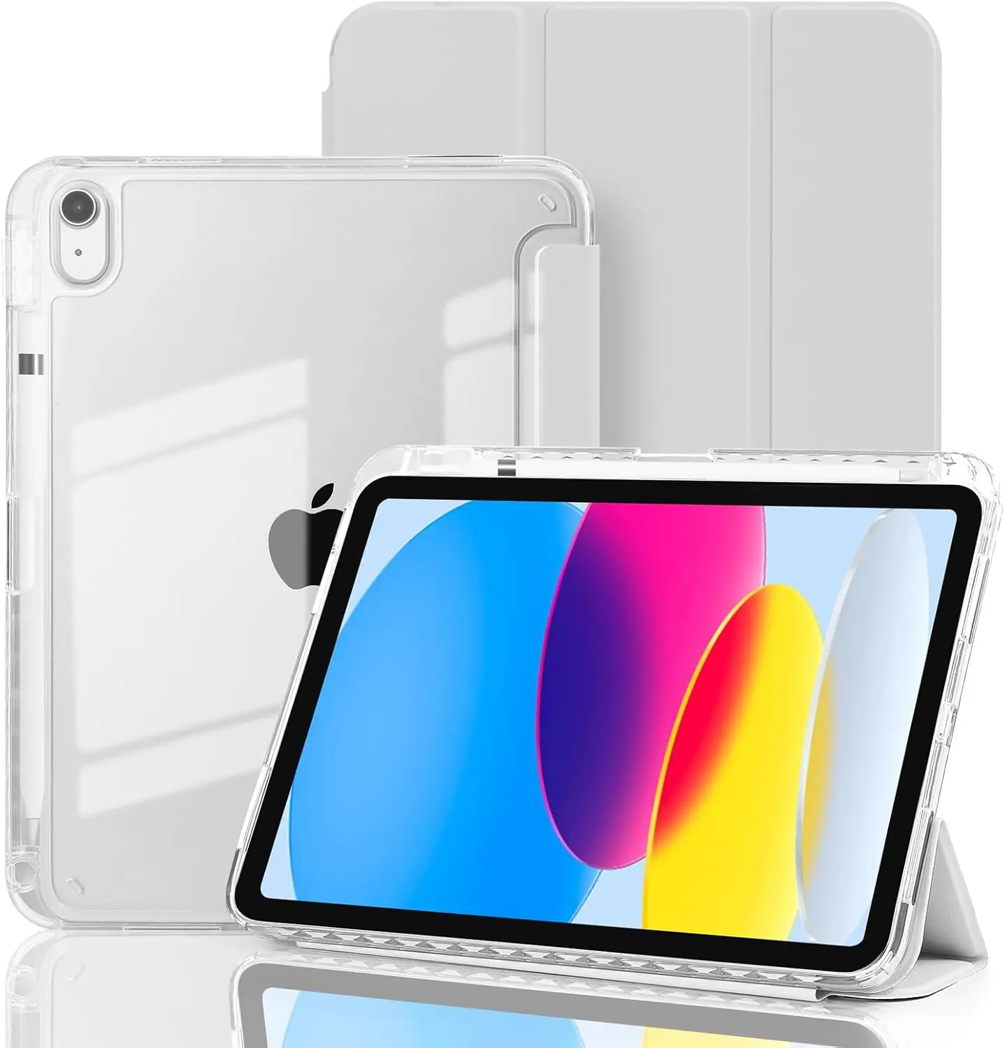 Kompatibel mit iPad A16 Hülle 11. Generation 11 Zoll 2025, iPad 10. Generation Hülle 10,9 Zoll 2022, & Ladeadapter (Silber)
