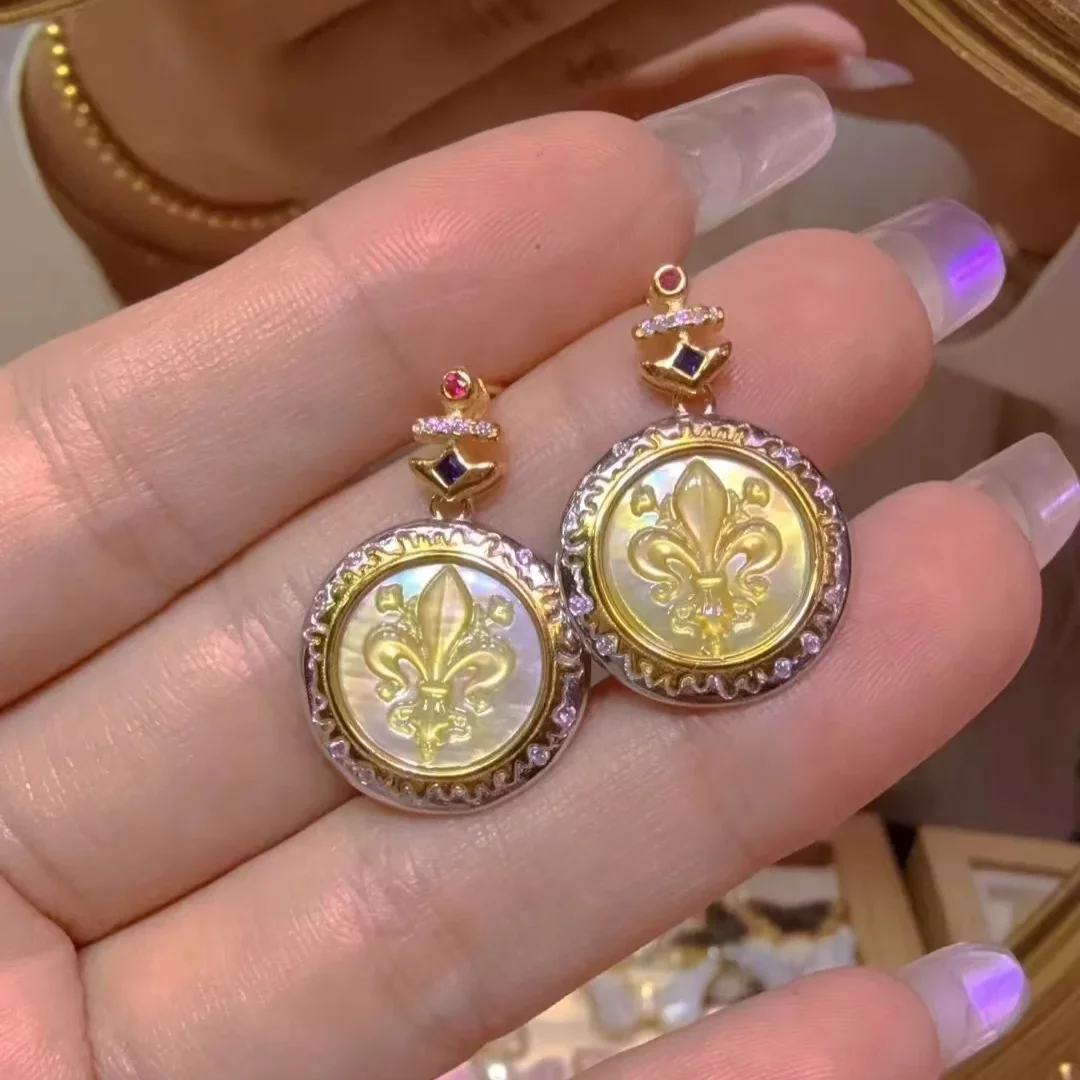 CamEO Oorbellen S925 Zilver Prachtig Vakmanschap Iriserend Voor Schelp Carving Diepzee Voor Vlinder Mode-sieraden