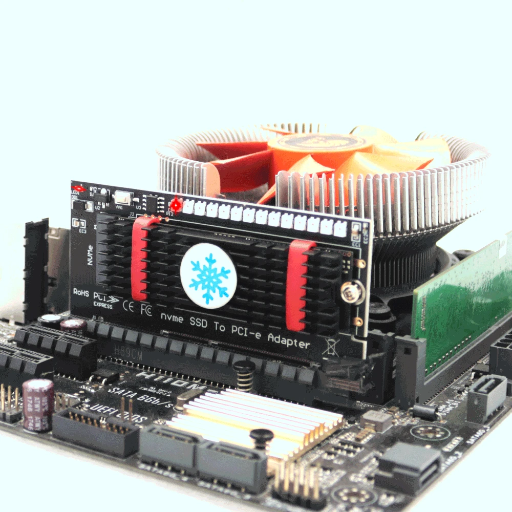 Nvme Pcie M.2 Ngff Ssd Naar Pci Express X 4X8X16 Adapter Riser Pcie Naar M2 Toevoegen Aan Kaarten Zwart Heatsink Tent Led Voor Chia Mining