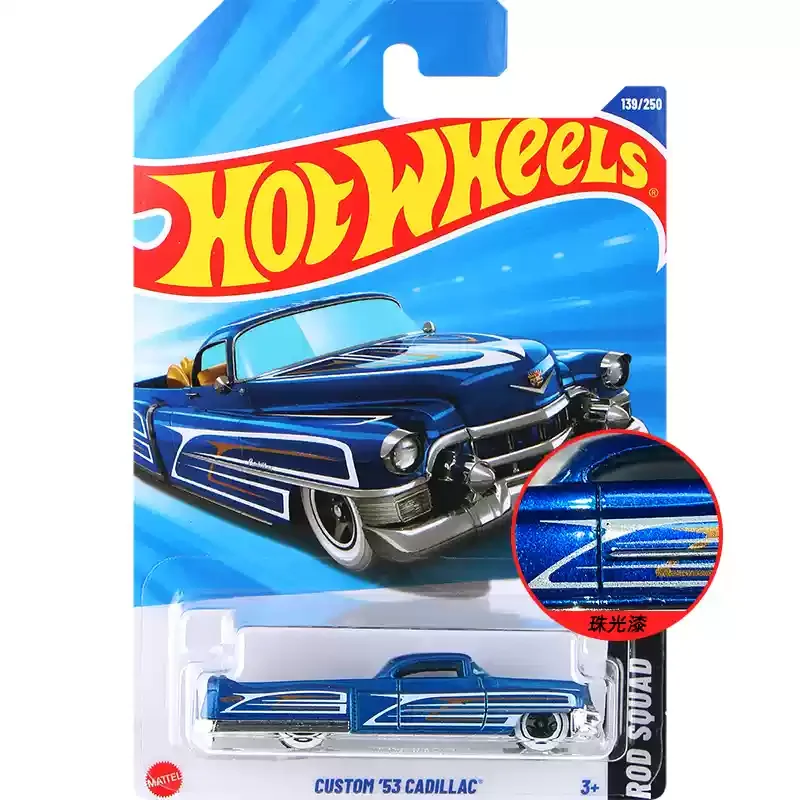 

2025F Original Hot Wheels Car Custom 53 Cadillac Scale 1/64 Diecast Vehicles Metal Model Brinquedos Toys for Boys Birthday Gift