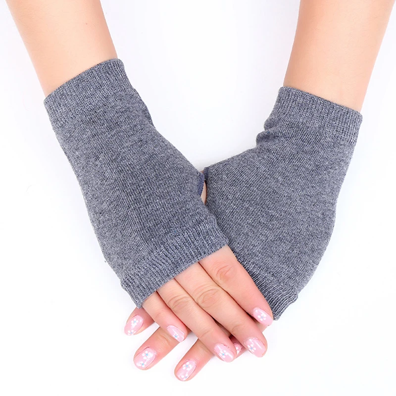 Guantes sin dedos para mujer, manoplas cálidas de Cachemira, medio dedo, calentador de muñeca y mano, Unisex, Invierno