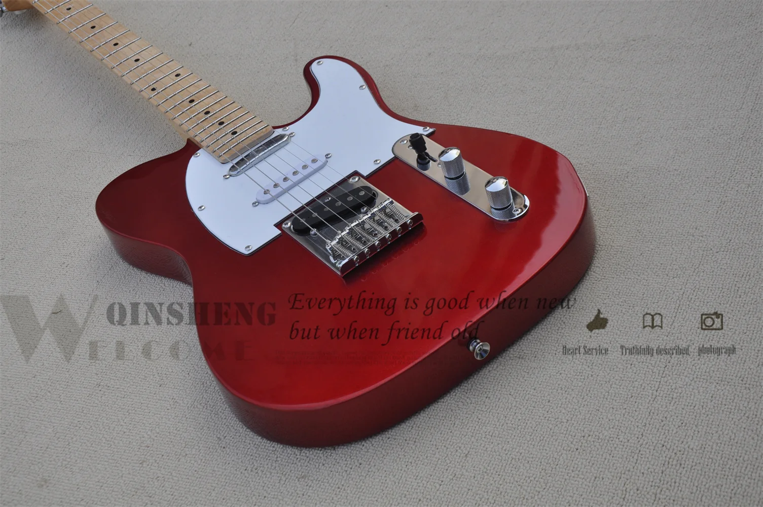 

Factory Custom Electric Guitar ,Tel Guitar,Metal Red Body SSS Pickups Maple Neck,In Stock