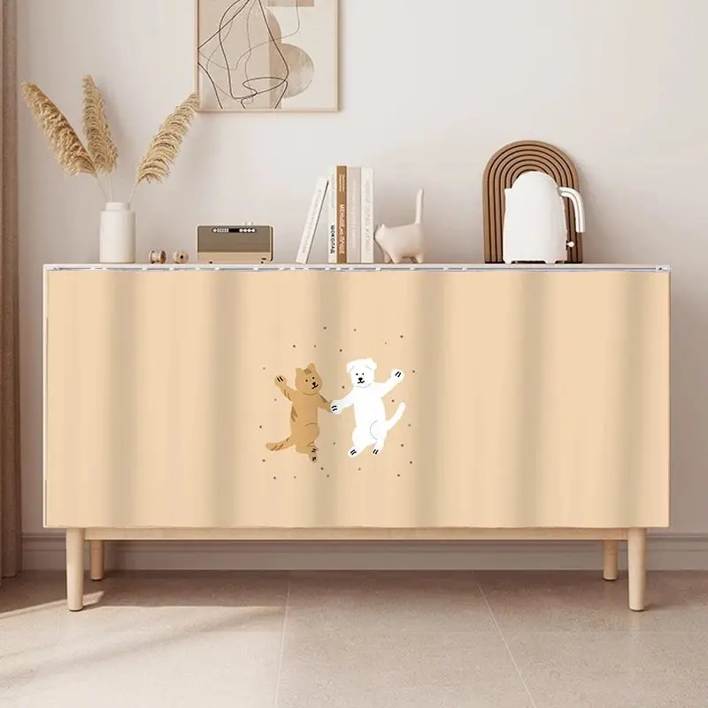 VIKAMA Two Cuddly Puppies Bathroom Cabinet Curtain for Sink Vanity Dust Cover Skirt Modern Aesthetic Hanging Home Decor