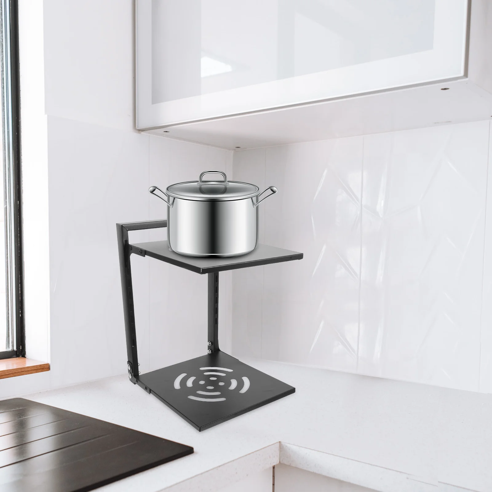 

Household Two-Layer Pot Organizer Corner Storage Rack Kitchen Pan Rack Multi-Function Pan Organizer Convenient Space-Saving