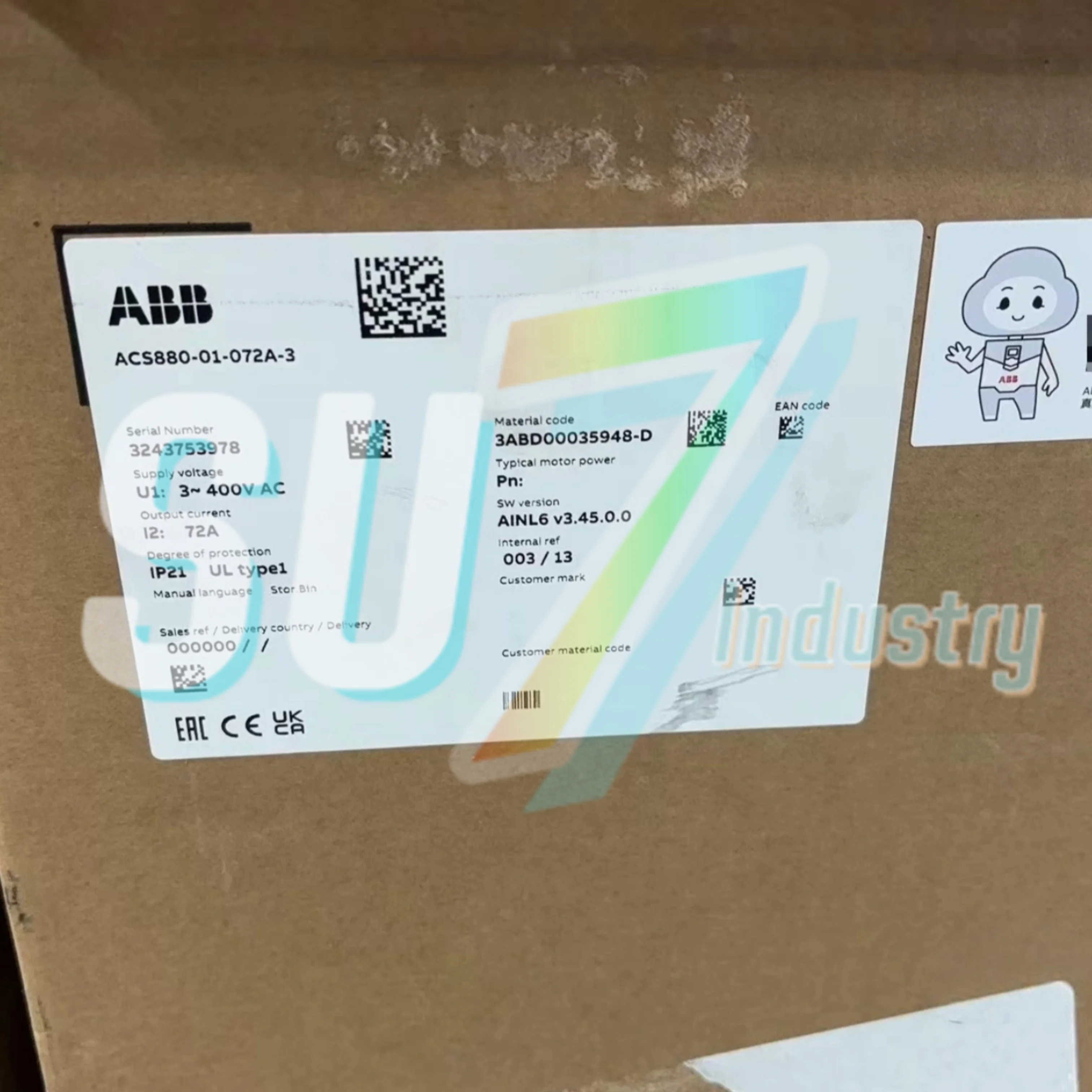 

Преобразователь частоты ACS880-01-072A-3 ACS880-01-087A-3 Новый оригинал