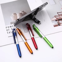 Multifunction 4-in-1 Foldable Ballpoint Pen Stylus (Flashlight + Support) for Tablet Cellphone