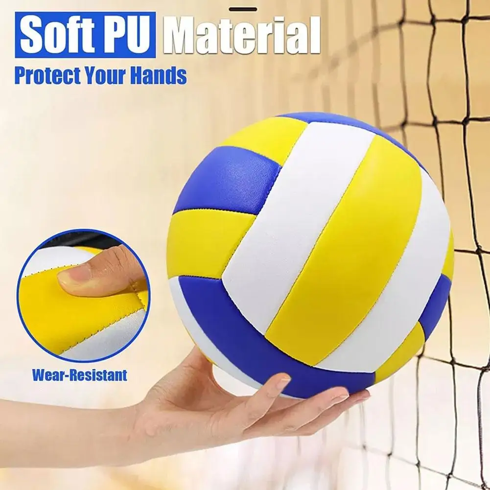 Voleibol padrão impermeável inflável macio, azul, branco, amarelo, plutônio, praia ao ar livre, bola de prática escolar, tamanho 5