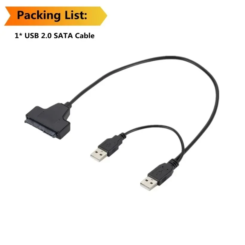 MnnWuu-Cable SATA a USB 2,0, adaptador de 22 pines para disco duro externo HDD SSD de 2,5 pulgadas, Cable USB 2,0 a SATA