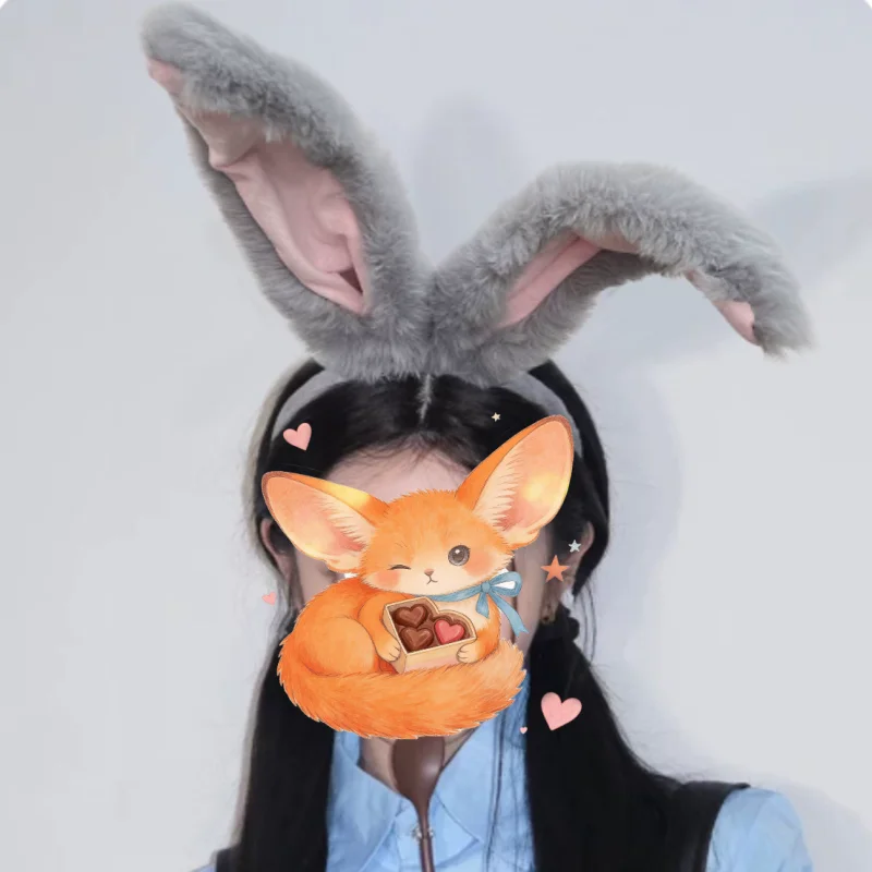 38cm Cartoon Rabbit Ears Plush Toy Kawaii Rabbit Ear Plush Headband Festival Party Stage Performance Props Gifts