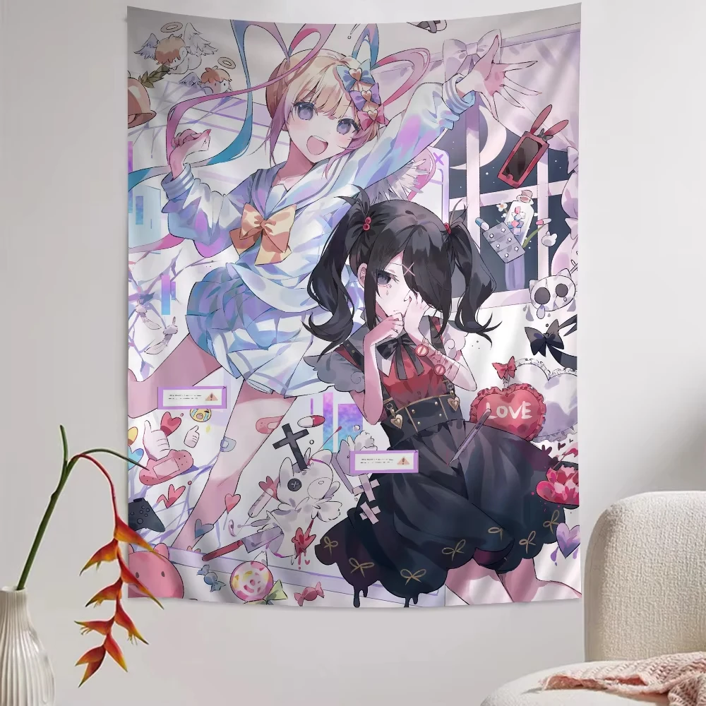 N-Needy Girl Overdose Game Hippie Wandbehang Wandteppiche für Wohnzimmer, Zuhause, Wohnheim, Dekoration, Kawaii-Raumdekoration